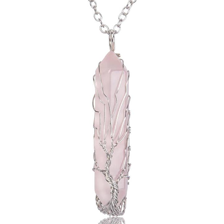 Shropshire Crystals™ Rose Quartz Tree of Life Necklace for wholesale by Iridium Direct
