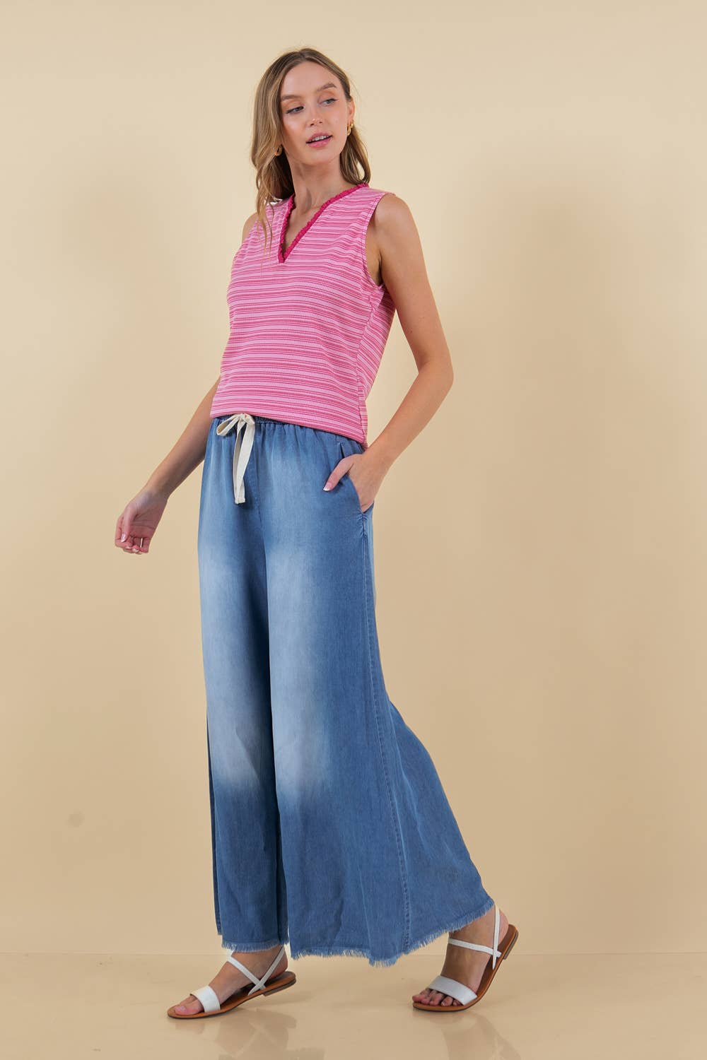 WIDE LEG DENIM PANTS- 8702P for wholesale on Faire4