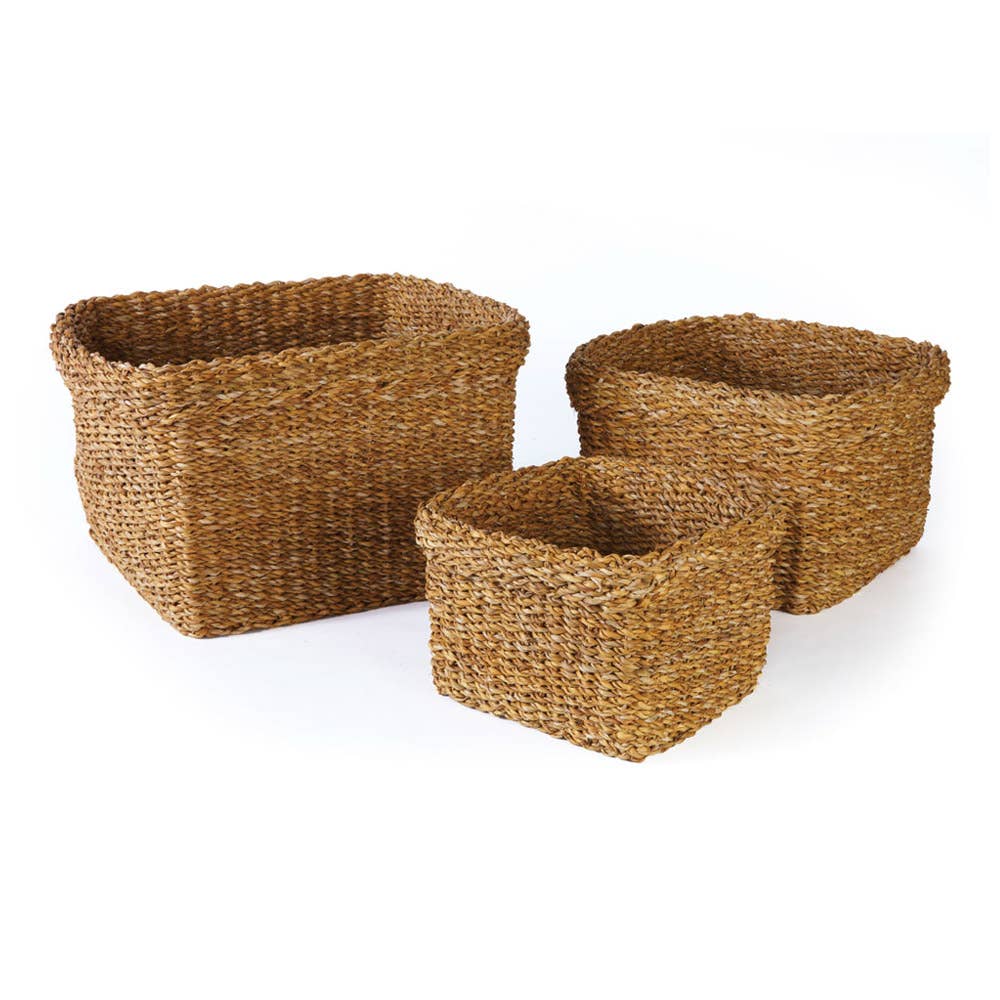 Napa Home & Garden - Wholesale Basket - Seagrass Square Baskets With Cuffs, Set of 30