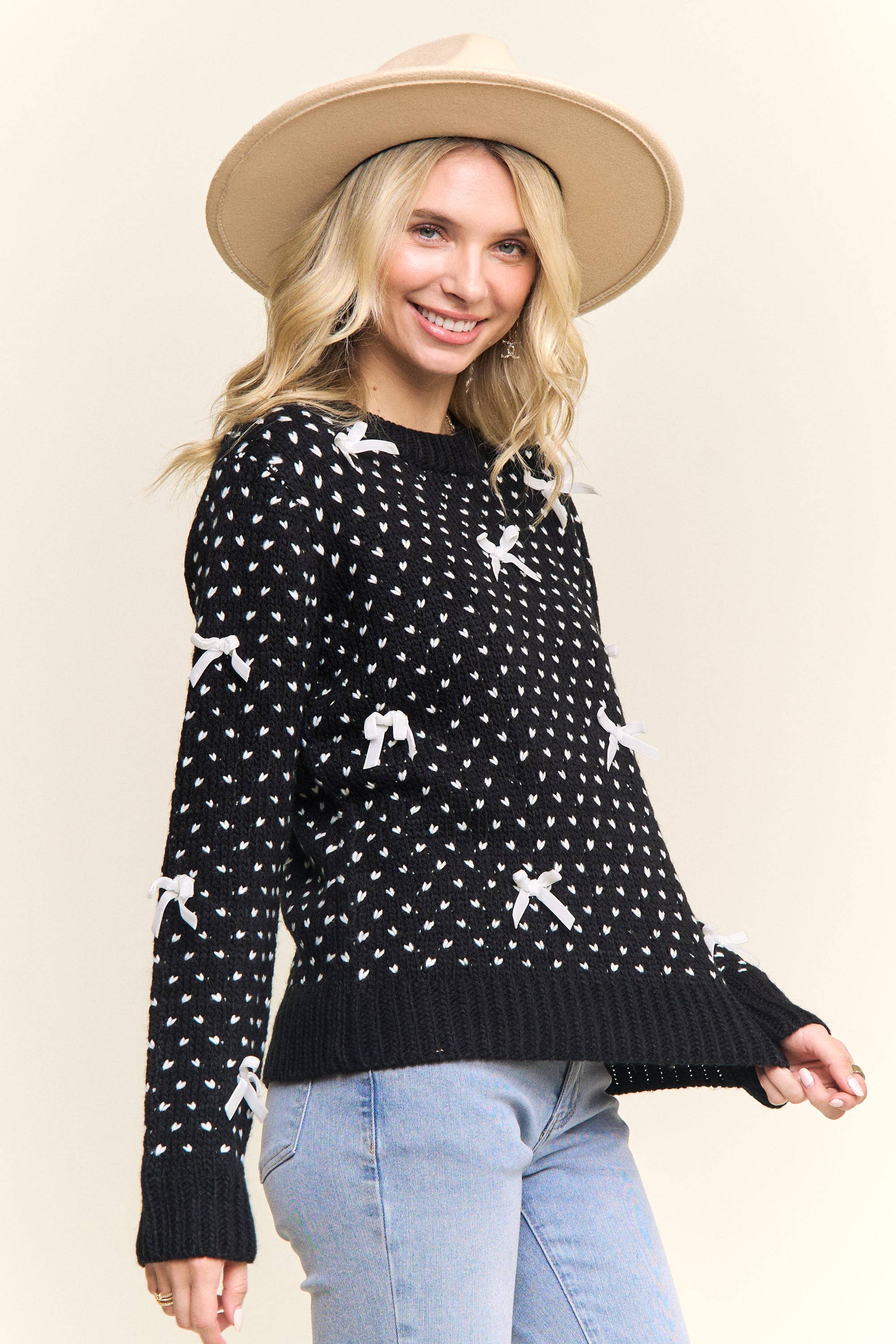 Madelyn - Wholesale Knit Sweater - Women's - LESW4122- KNIT SWEATER WITH BOW ACCENTS17