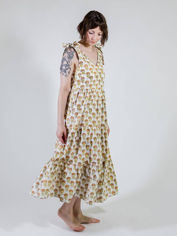 Mata Traders - Venta al por mayor Vestido - Mujer - Vestido escalonado Lorelei Marigold2