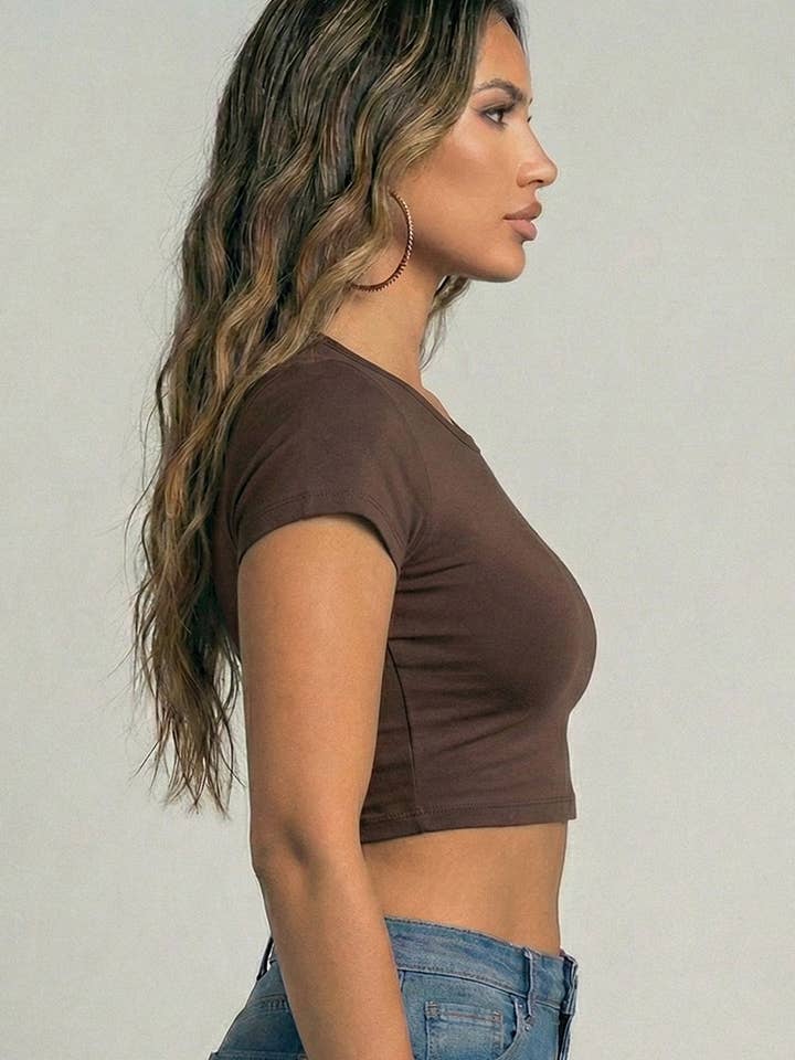 CAPELLA APPAREL - Wholesale Knit Top - Women's - Short Sleeve Roundneck Crop Top13