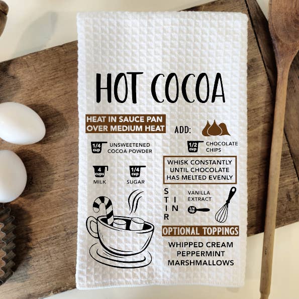 Prairie Chicken Sticker Shop & Gifts - Wholesale Tea Towel - Hot Cocoa Recipe Waffle Weave Dish Towel Tea Towel0