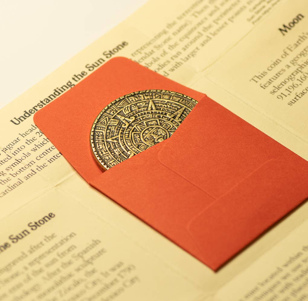 Shire Post Mint – wholesale Keepsake coin/token – The Sun and Moon Worry Coin - Aztec Sun Stone and Moon6