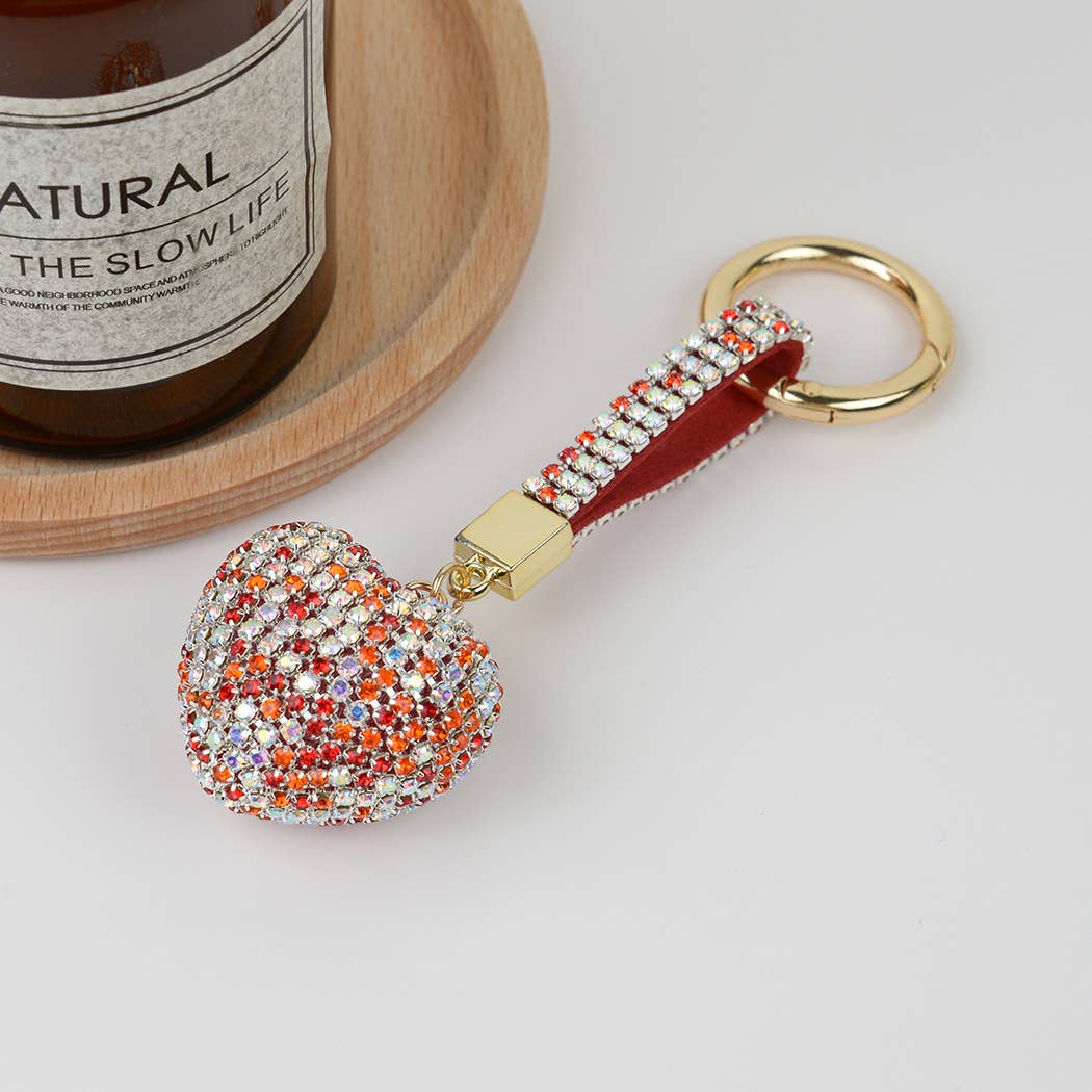 SoapElenGlen – wholesale Keychain – Women's – Rhinestone Heart Keychain, Bag Charm Car Ornament1