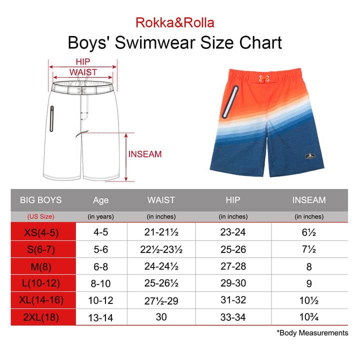 Rokka & Rolla, Inc - Wholesale Swim Shorts - Kids - Boys' 4-Way Stretch Mesh Lined Swim Trunks Swimwear