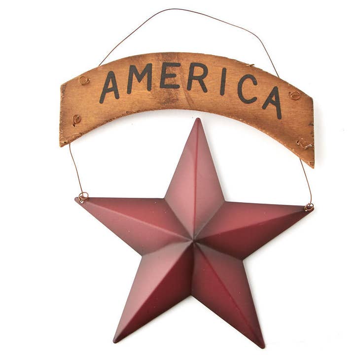 Factory Direct Craft - Wholesale Ornament Set - 7" Primitive "America" Star Ornament 1