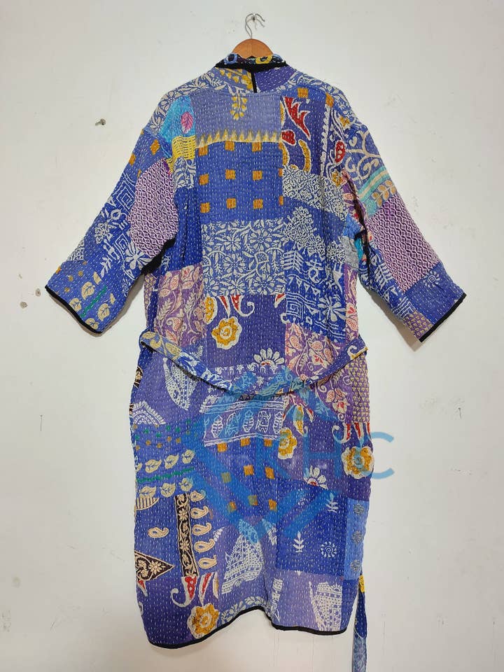 KHC – wholesale Robe – Women's – Patchwork Bath Robe | Vintage Kantha Cotton Kimono | Cotton Robe | Kimono Indian Dressing Gown | Night Wear Suit | Long Cotton Robe10