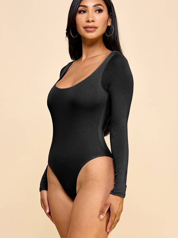 Heart & Hips - Wholesale Bodysuit - Women's - JT53714L - SCOOP NECK DOUBLED LAYERED LONG SLEEVE BODYSUIT