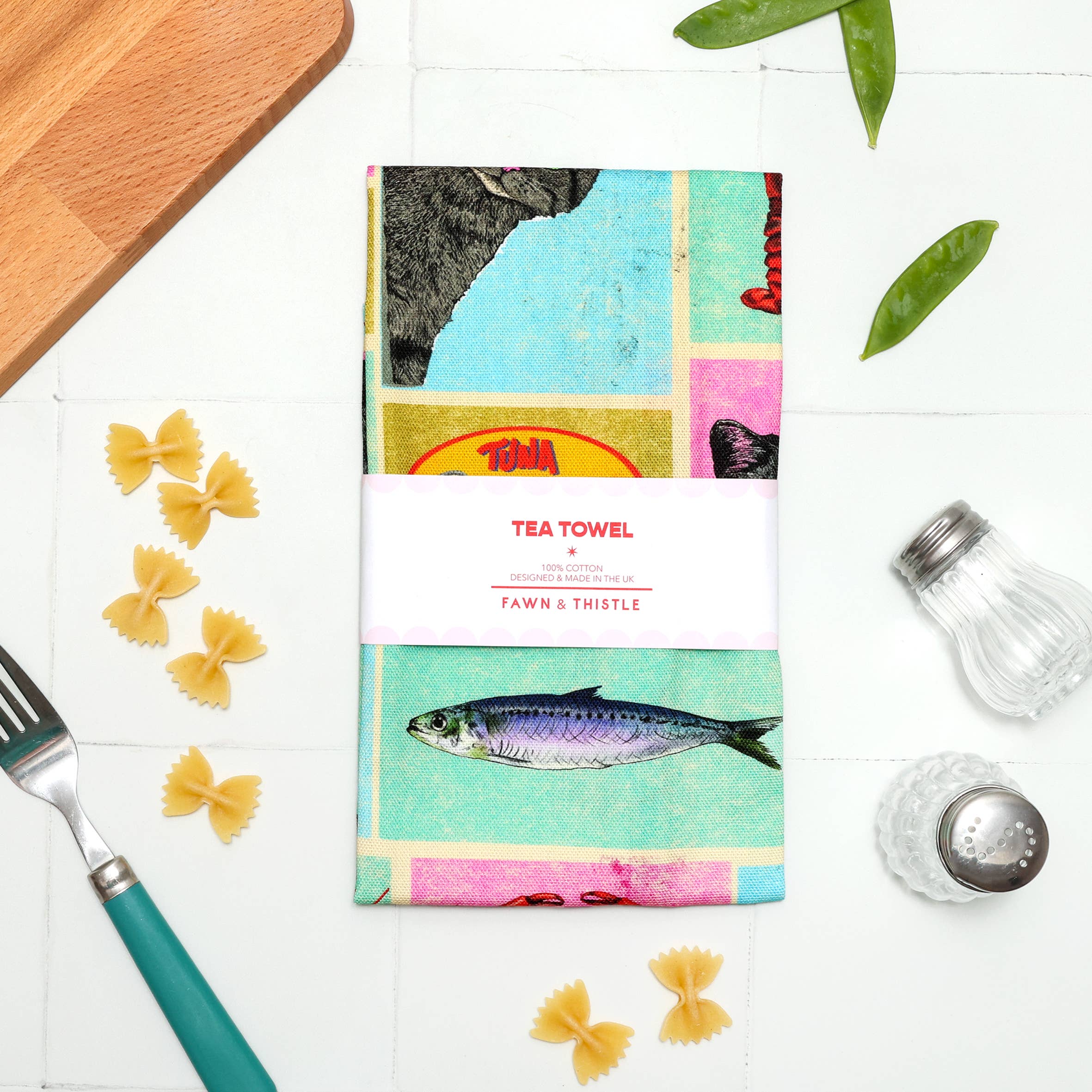 Fawn & Thistle Ltd (US Duties Paid) - Wholesale Tea towel - Cat's Kitchen Tea Towel | 100% Cotton Dish Towel | Sardines8