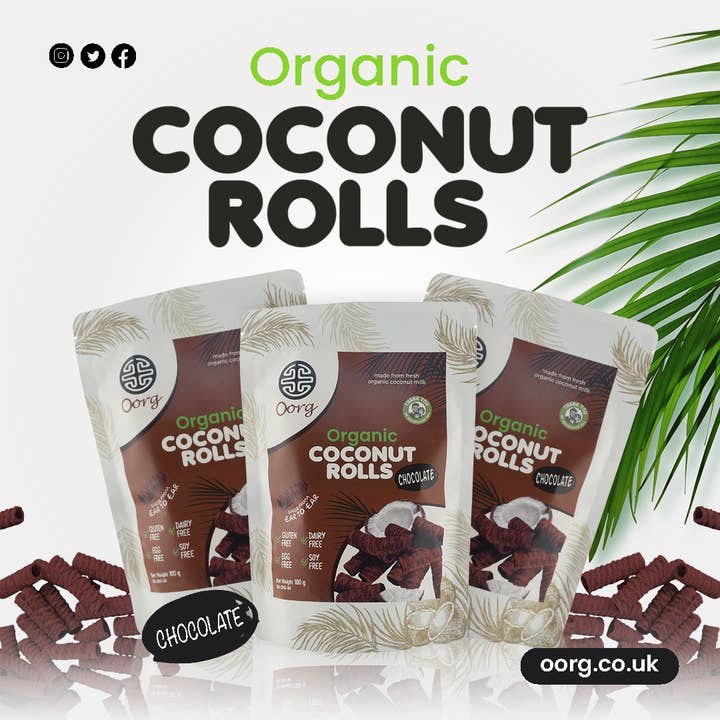 OORG – Großhandel Cracker – OORG Bio-Kokosnussrollen - (Schokolade) 100g x 61