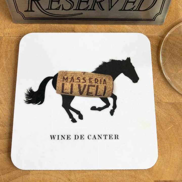 Woofs & Wine de Canter Horse Coaster for wholesale by Samantha Morris
