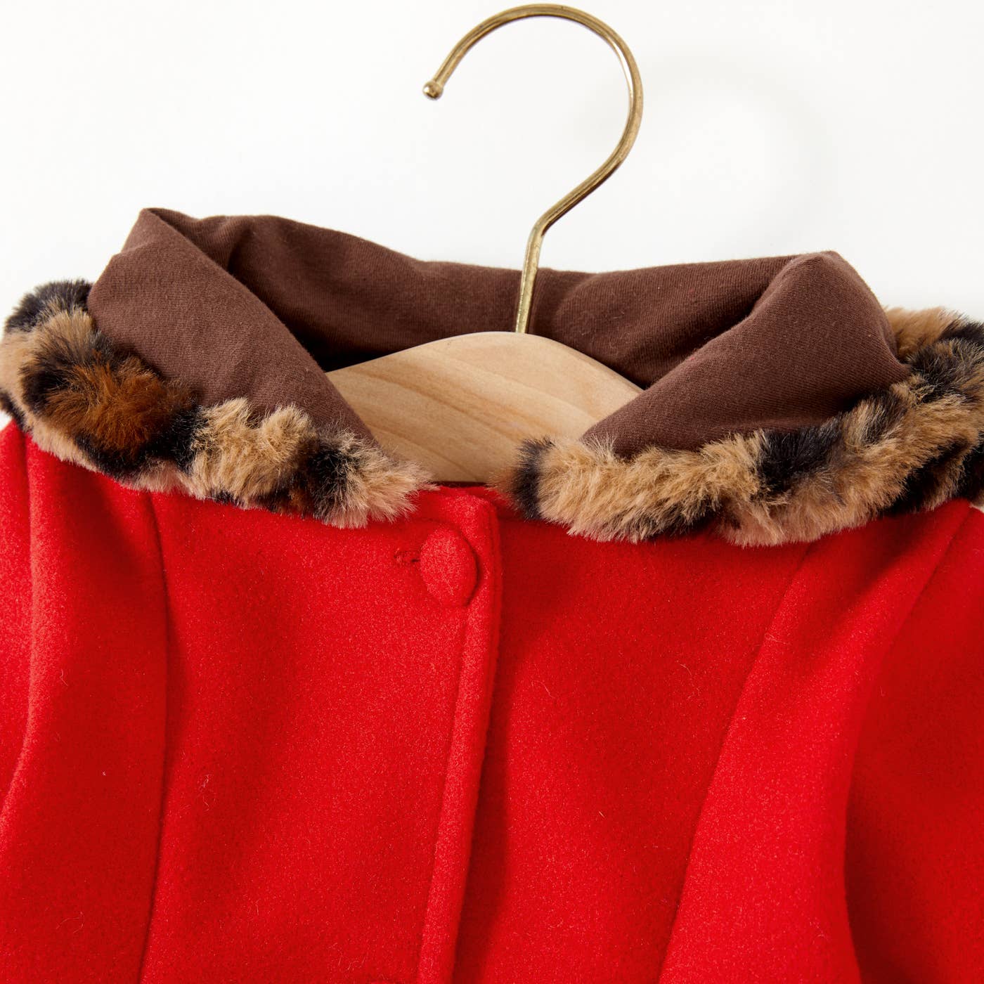 PatPat - Wholesale Coat - Baby - Baby Red Long-sleeve Button Leopard Hooded Wool Blend Coat2