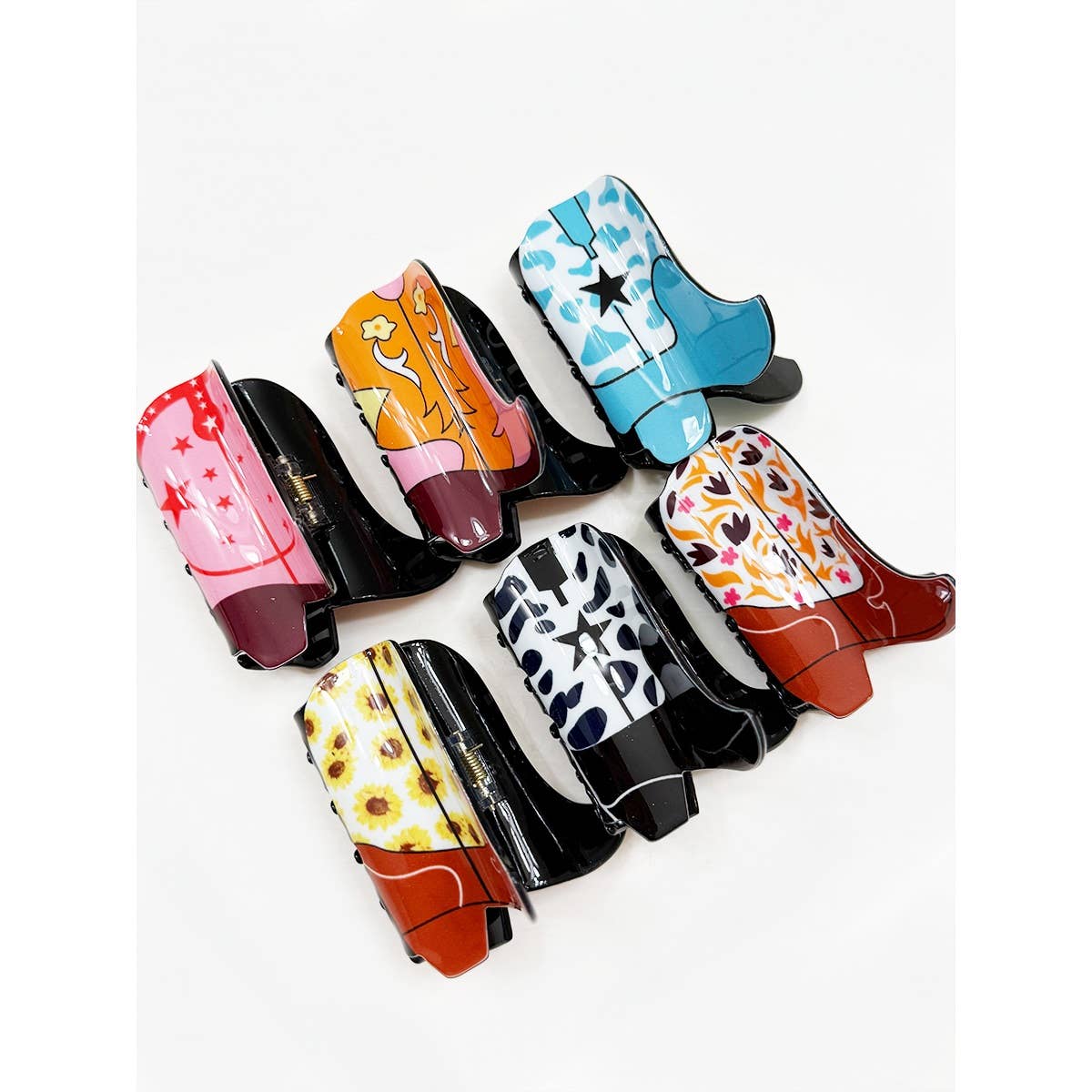 MIX COLOR Western Cowboy Boots Hair Claw Clips for wholesale on Faire