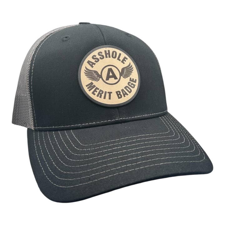 Asshole Merit Badge - Richardson 112 Trucker Hat for wholesale by Brave Mind Hat Co