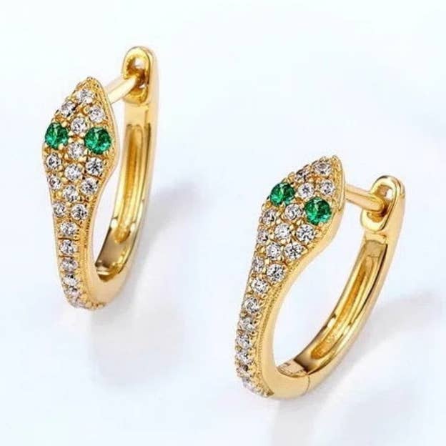 Dainty Gold Snake Huggie Hoop Earring in 925 Sterling Silver for wholesale by Perimade & Co. LLC