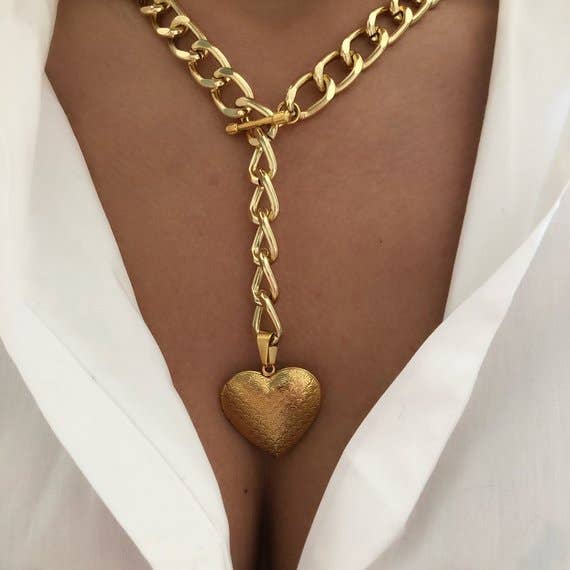 Christina Christi – Colar pingente/pendente por atacado – Colar com foto de coração dourado