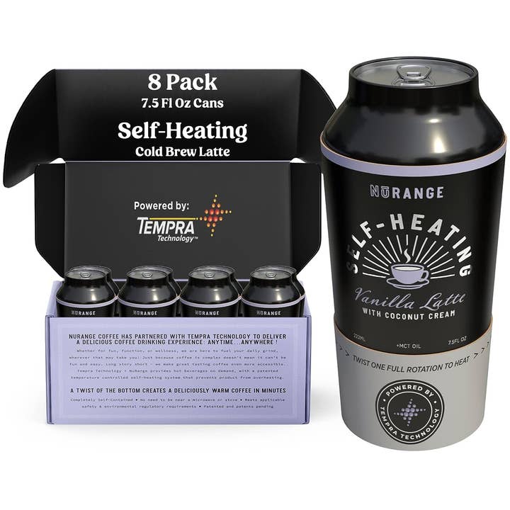 NuRange Coffee - Latte alla vaniglia autoriscaldante - (confezione da 8) per la vendita all'ingrosso da parte di NuRange Cold Brew Coffee