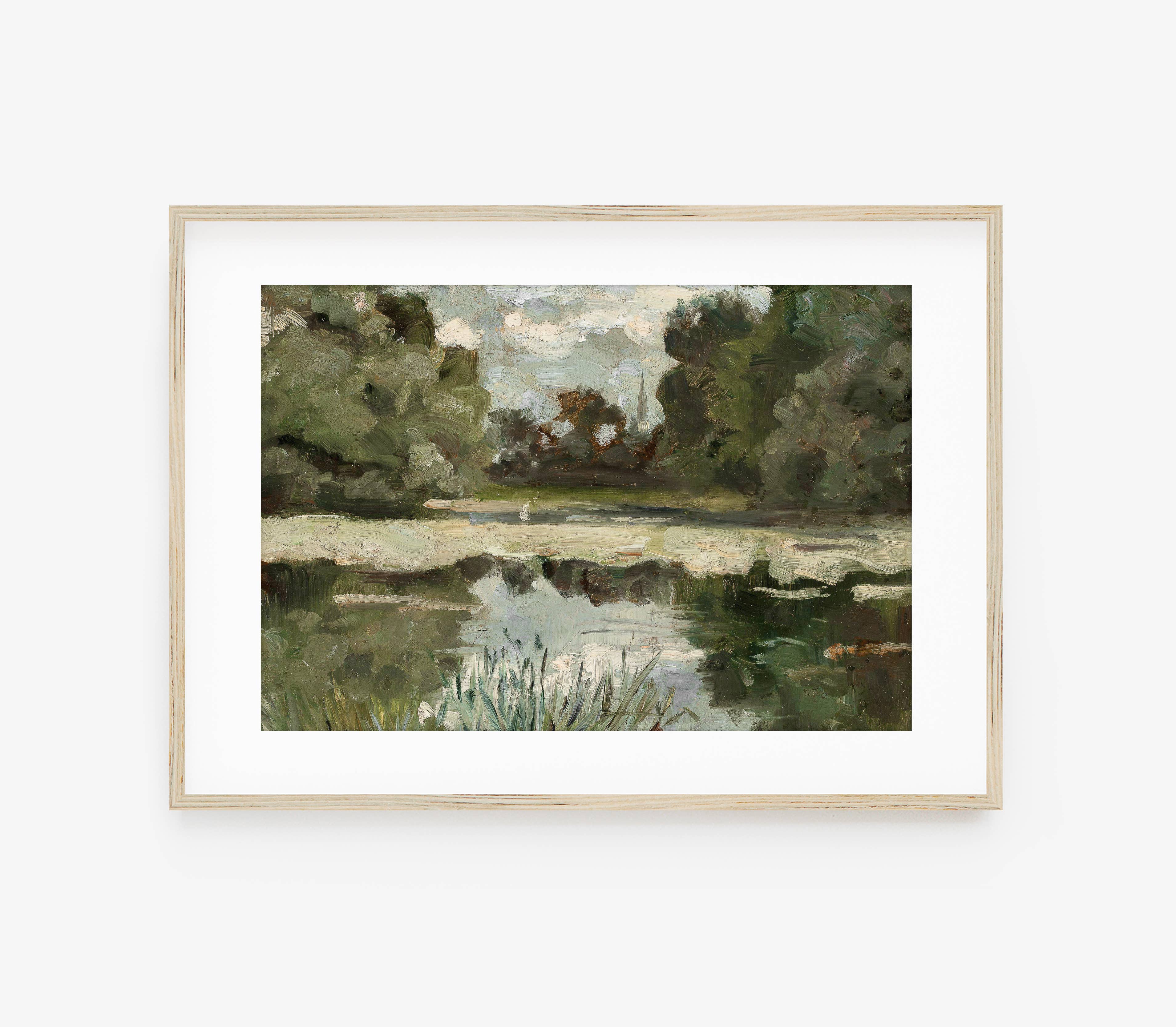 Hyggely - Wholesale Art Print - Vintage Earthy Painting | Green Landscape Art Print L2532