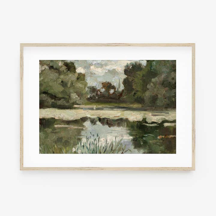 Hyggely - Wholesale Art Print - Vintage Earthy Painting | Green Landscape Art Print L2532