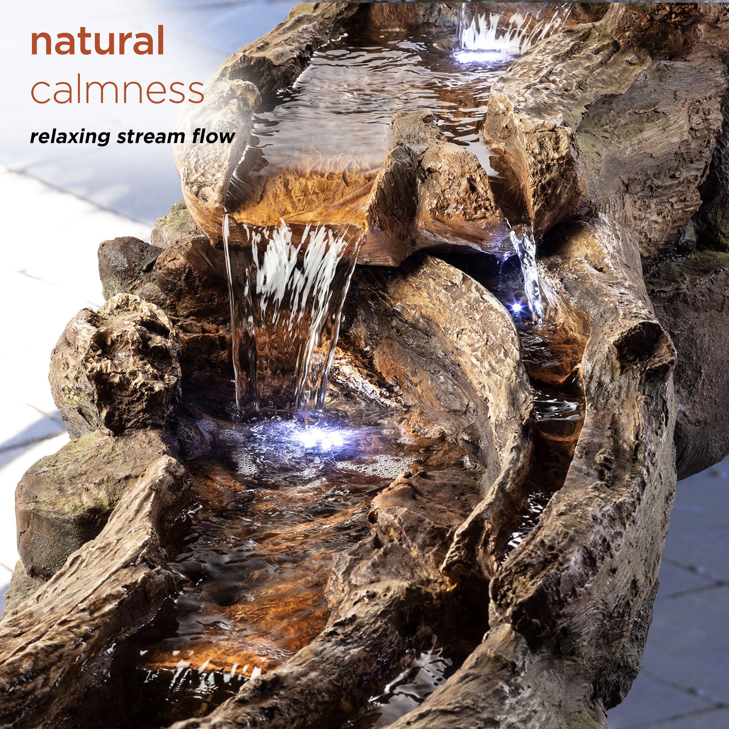 Alpine Corporation - Wholesale Outdoor Ornament/Decor - Alpine Corporation Tiered Wood River Stream Fountain with Wh4