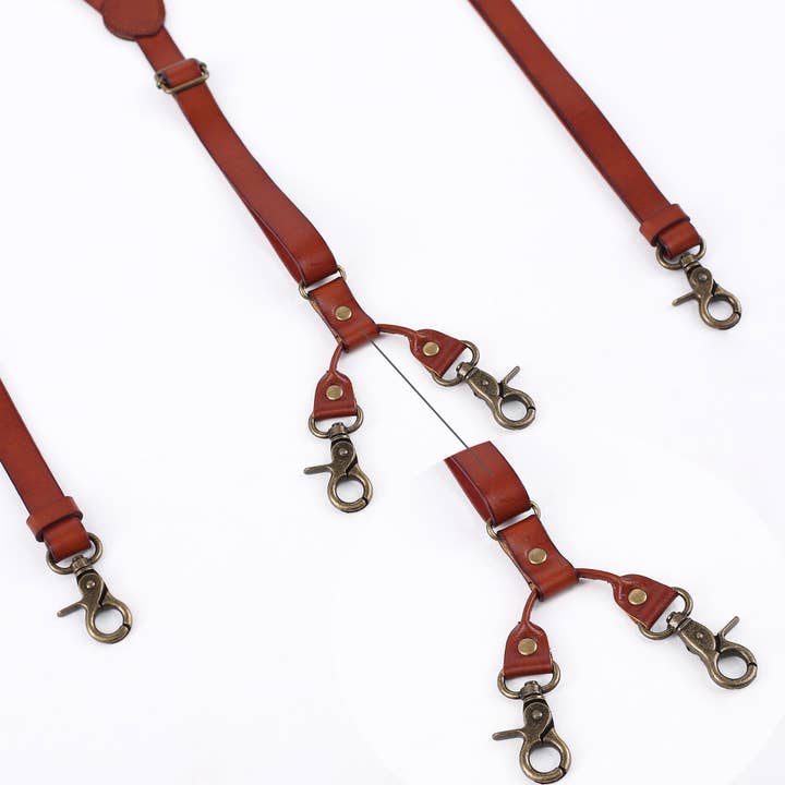 Marrón Tirantes de piel para hombre, diseño en forma de Y, ajustables, marrones, regalo de boda para padrinos de boda de venta al por mayor en Faire4