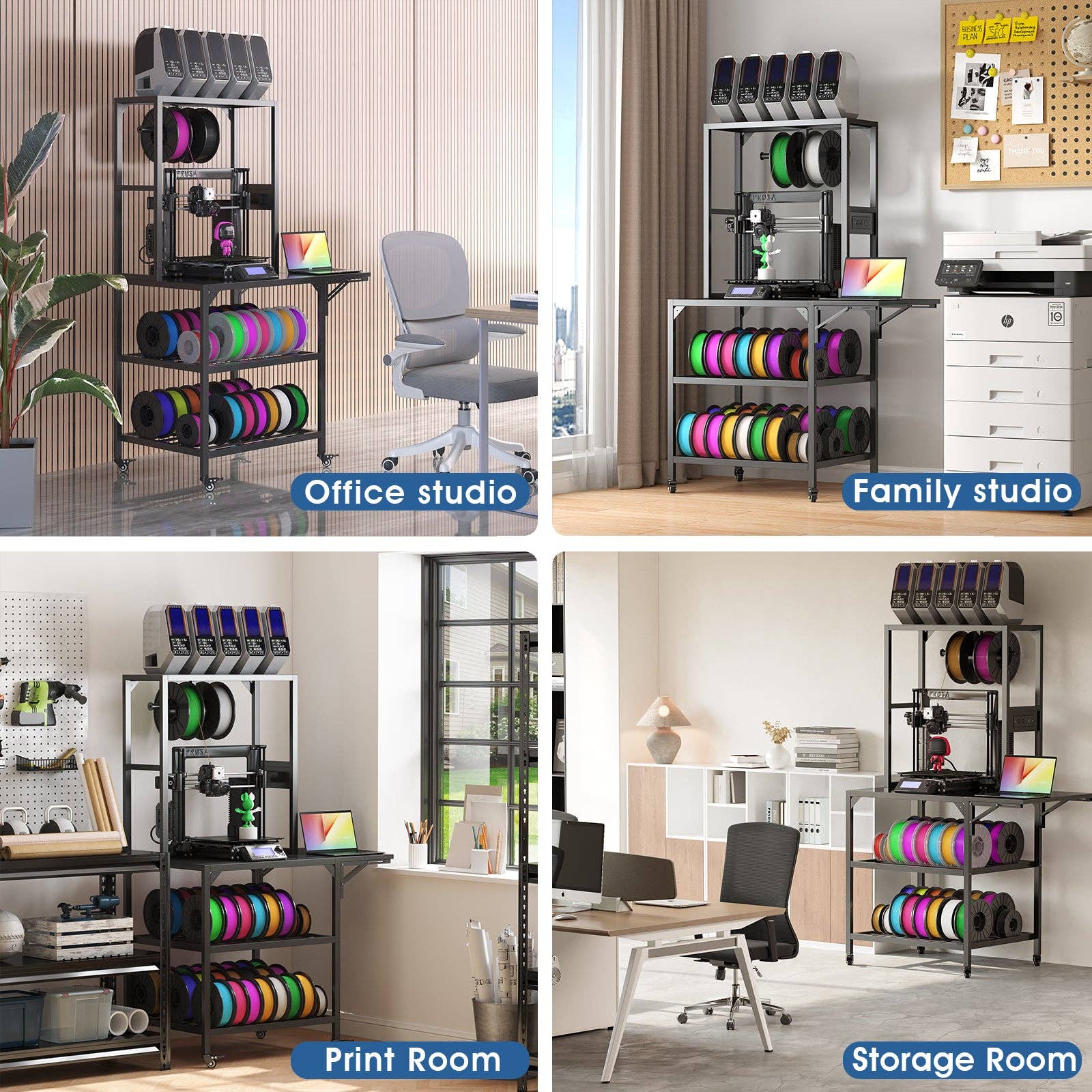 39F Inc. - Wholesale Free Standing Shelf - 3D Printer Stand with Storage Rack in Black Metal4