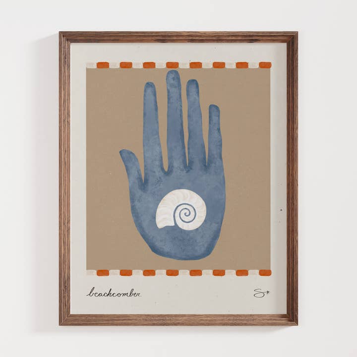 O Catador de Praia | Impressão de Arte Costeira por atacado de Mid Tide Design