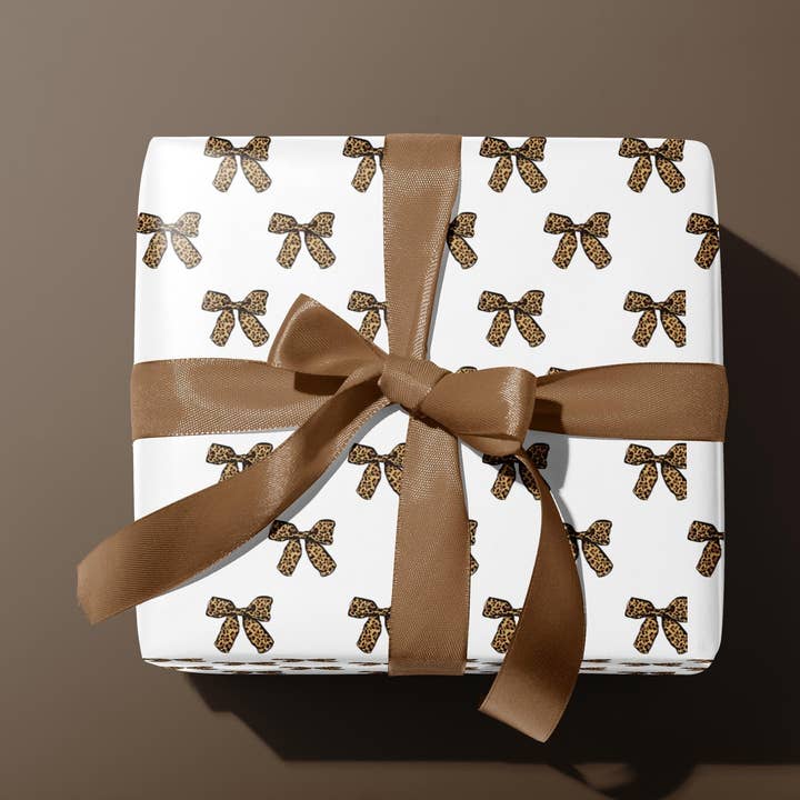 Leopard Print Bow Wrapping Paper Made To Order for wholesale by SB Paperie