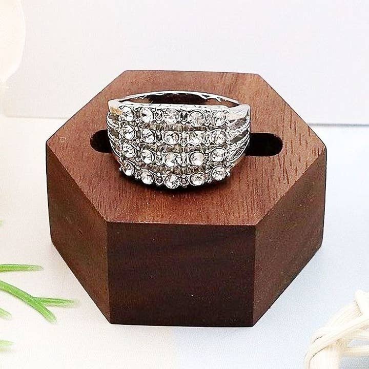 Diacly - Wholesale Multi-Stone Ring - 12pk Four Lines Rhinestone Bling Rings