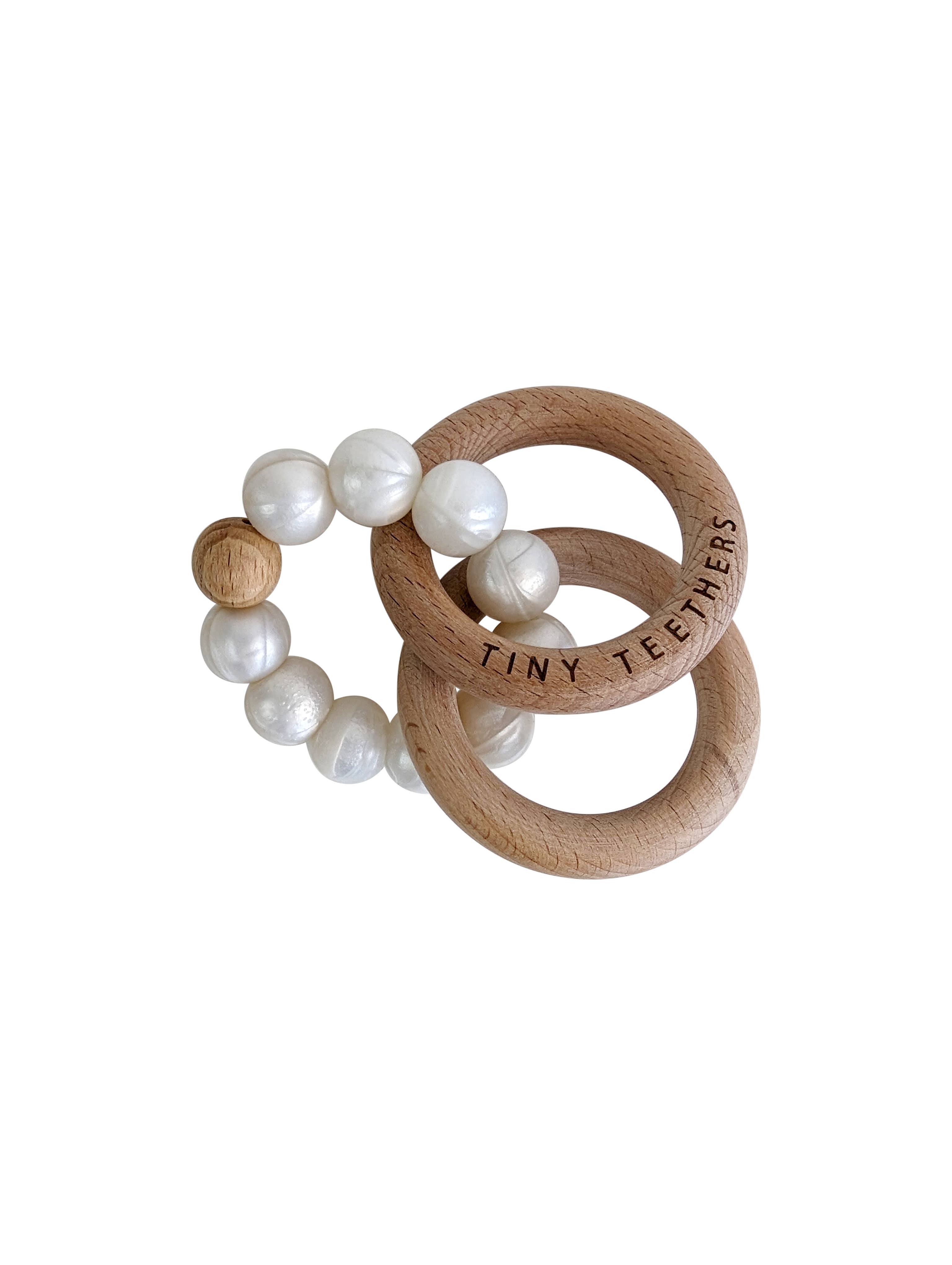 Tiny Teethers - Vente Anneau de dentition sans clip – bébé - Anneaux de dentition hochet en bois naturel et silicone7