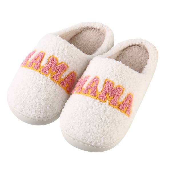 Ladies Plush MAMA Themed Comfortable Slippers for wholesale by Nima Accessories Inc