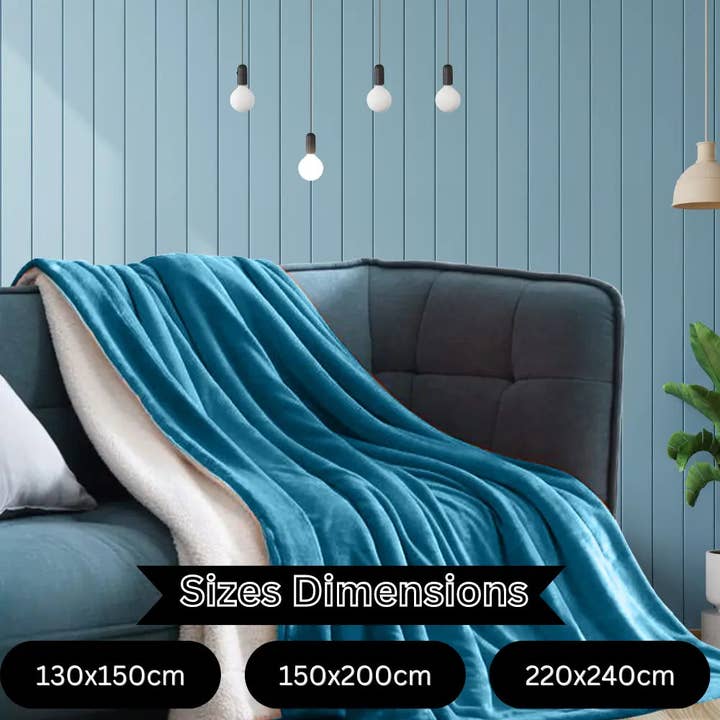 The Fitted Sheets – wholesale Throw blanket – Turquoise Sherpa Fleece throw–Soft Fleece Meets Plush Sherpa5