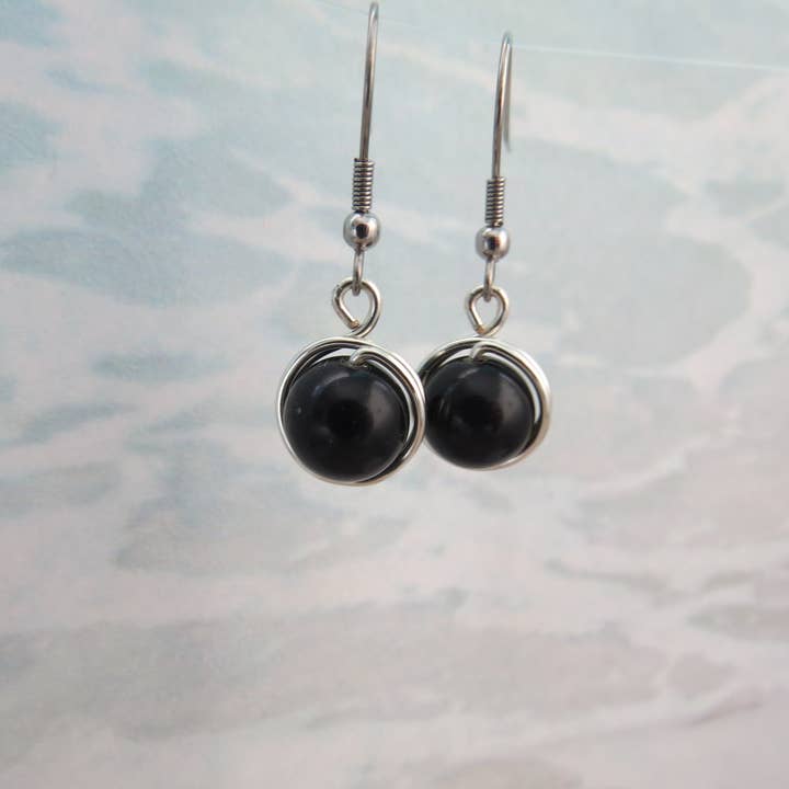 Crystal McMaster Jewellery Designer – Großhandel Ohrhänger – Schwarze baumelnde Edelstahlohrringe8