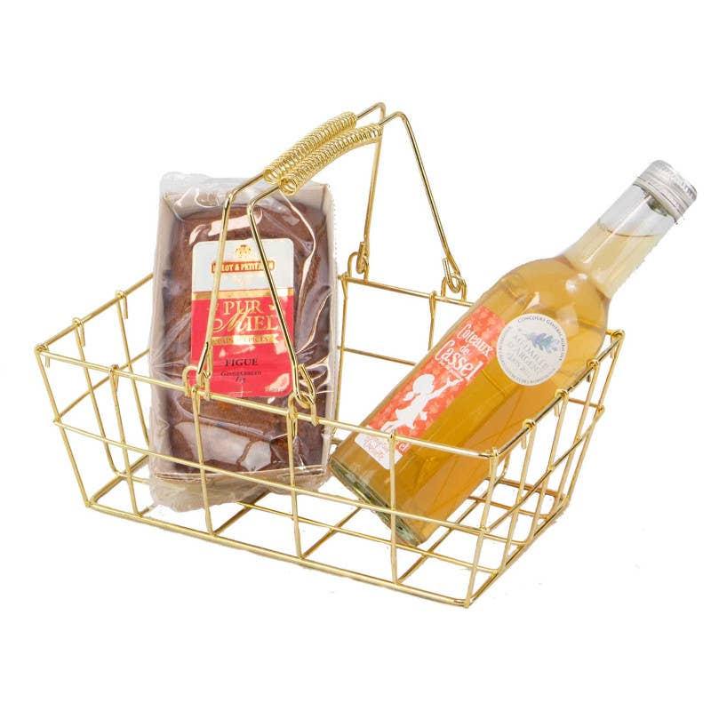Deffrennes - Wholesale Basket - Royale rectangular gold metal basket 22x14x8cm2