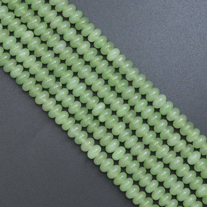 BestBeads&Beyond - Wholesale Beads - 5x8mm Smooth Rondelle Light Green Jade Beads, Sku#U20612