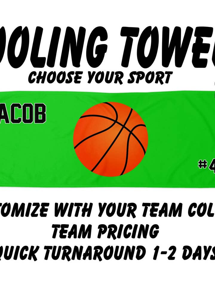 Serviette rafraîchissante de basketball avec fond uni pour la vente par Fan Star Jewelry