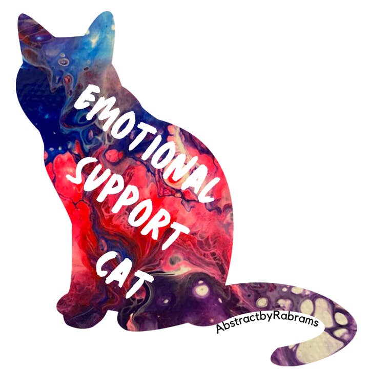 AbstractbyRabrams - Wholesale Sticker - Emotional Support Cat Sticker 3" Pink, Blue, Purple Bi Pride1