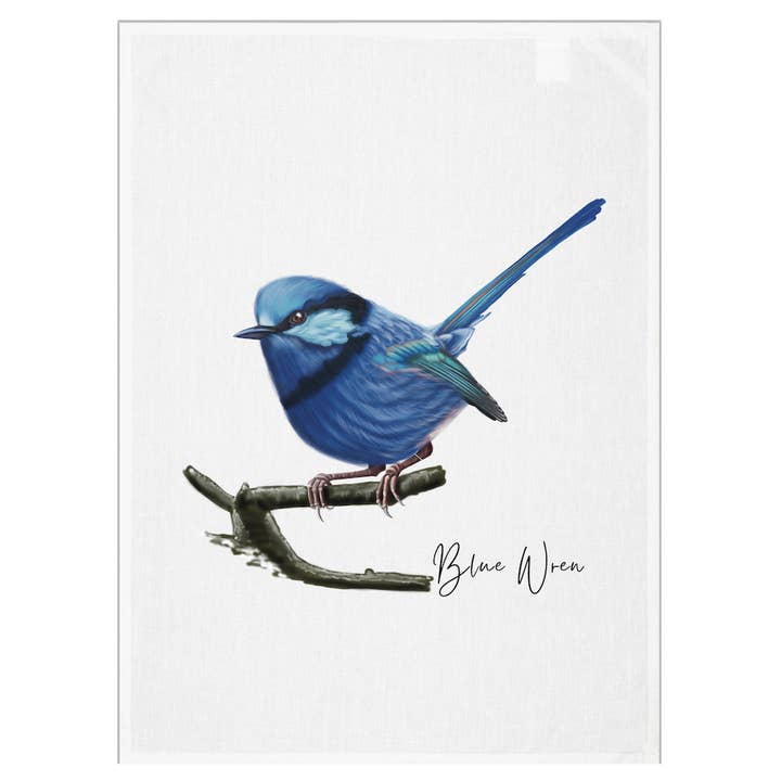 AGCT1014: Blue Wren Tea Towel for wholesale by Australiana Gifts Co