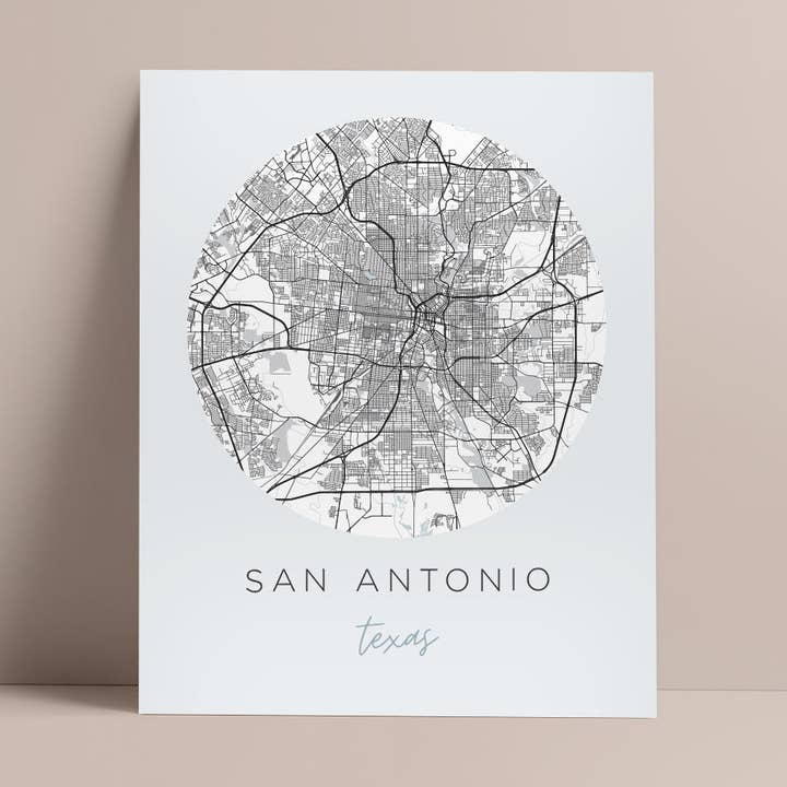 San Antonio, Texas Map Poster for wholesale by Backstory Map Co.