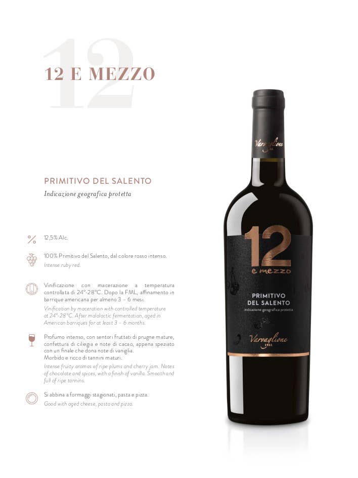 Metina SAS – Großhandel Rotwein – Primitivo Salento IGP 12 E Mezzo Varvaglione 1,5 Lit.Einzel 2