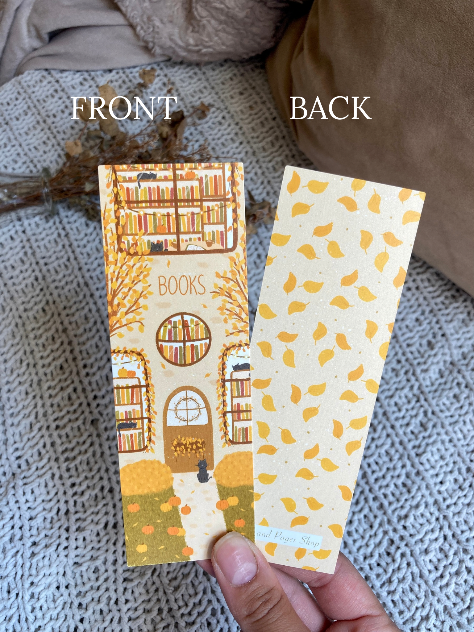Tales and Pages Shop - Wholesale Bookmark - Fall Bookstore Bookmark with Cats1
