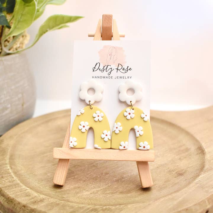 Dusty Rose Creations – Brincos de argola por atacado – Ângulos em Arco Flor Groovy