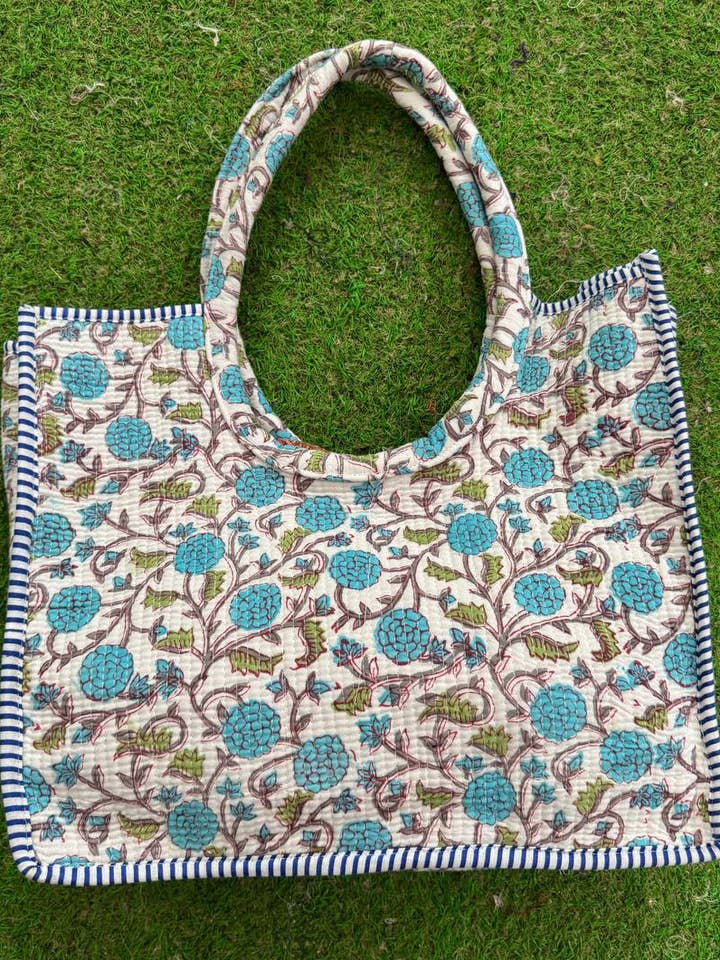 Jhola Tasche Markt Einkaufstasche Gesteppt Baumwolle Blockdruck Tasche für den Großhandel von bhavnas boutique