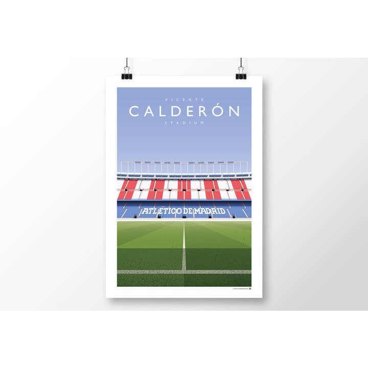 Atletico Madrid Vicente Calderon Stadion Plakat for engroshandel hos Matthew J I Wood Design & Illustration