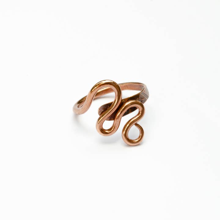 Zig Zag Hand Forged Copper Rings for wholesale by Sincerely Sarah