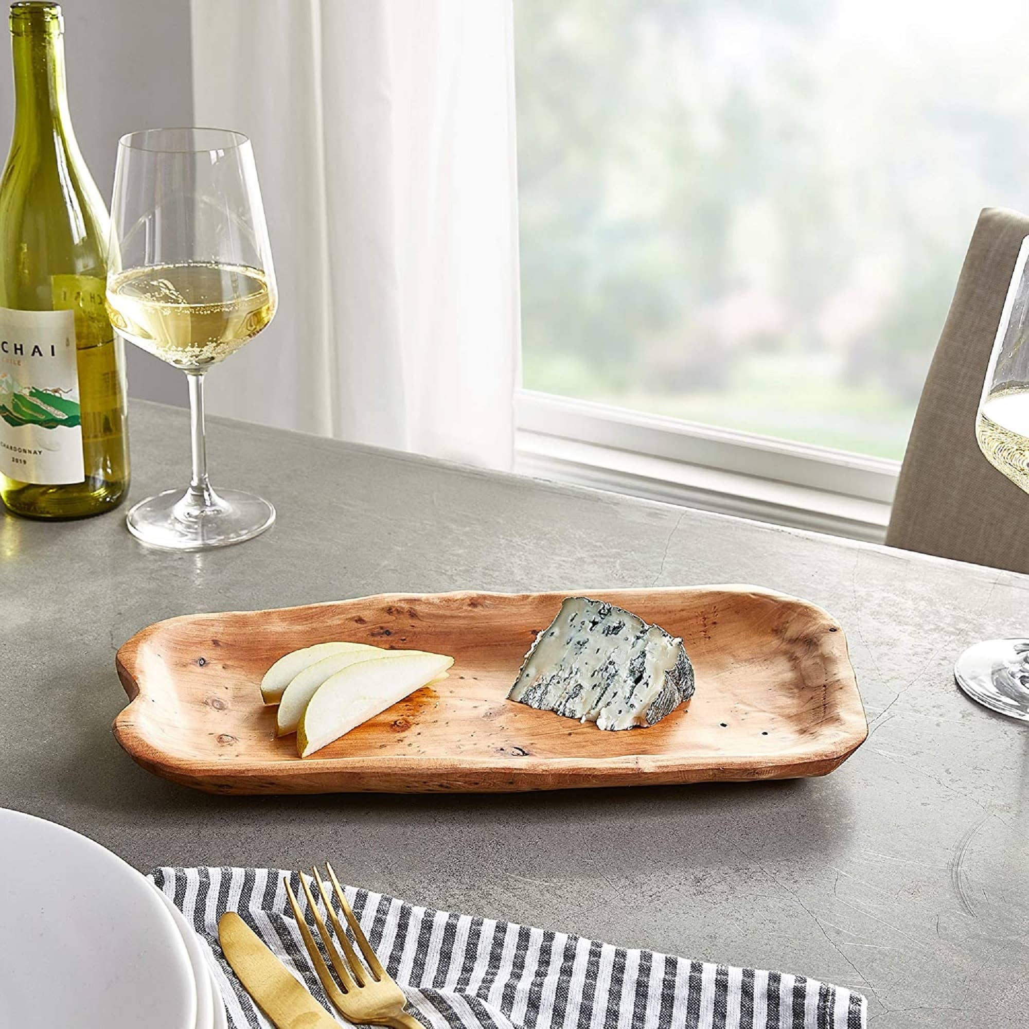 Enrico - Vendita all'ingrosso Vassoi - Vassoio per antipasti in legno di radice 14" X 7", tagliere per salumi4