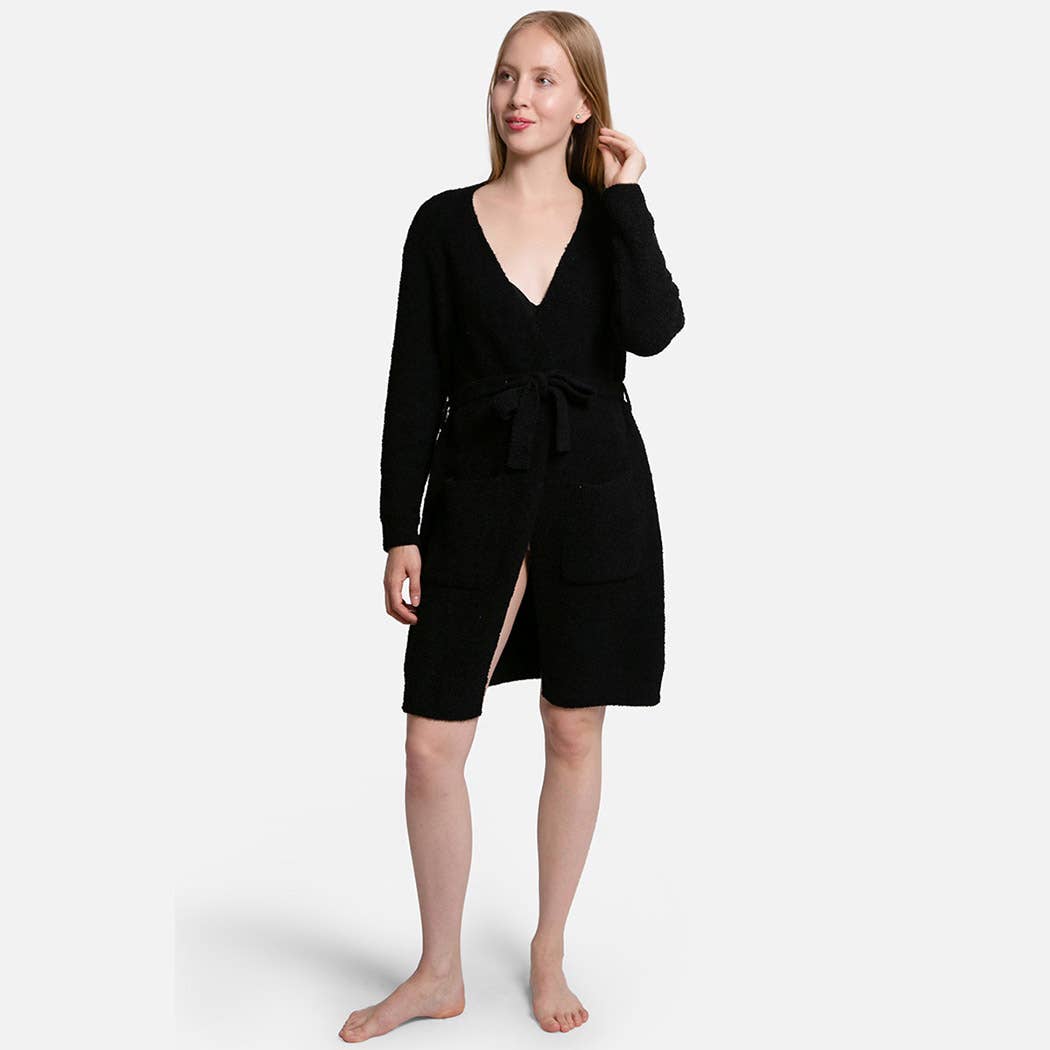 Fashion City - Venta al por mayor Bata - Mujer - Bata suave de color sólido con cara feliz11