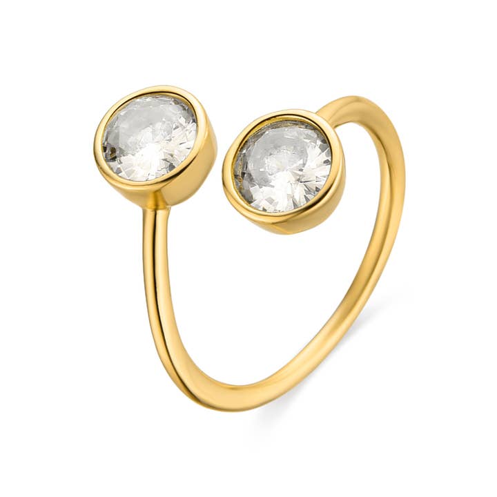 Anel de Prata de Lei 925 e Zircónia Brilhante com acabamento em ouro amarelo de 18k - Abne por atacado de Luxenter