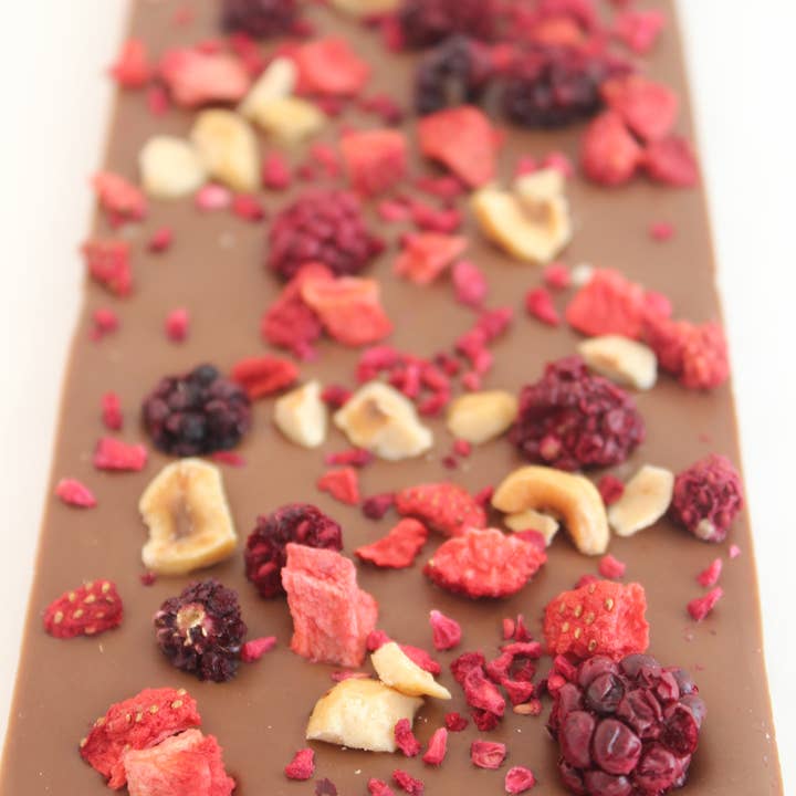 Royale Normande Chocolaterie - Vendita all'ingrosso Barretta di cioccolato - Tavoletta di cioccolato al latte con inclusioni di frutta - 90 g PP2262